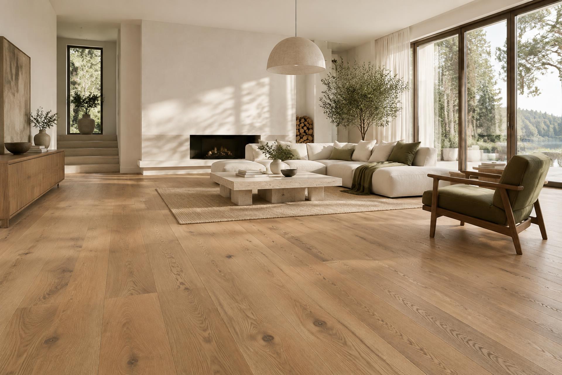 Jasne wnętrze z naturalną dębową podłogą Wood & Taste